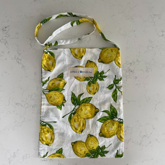 April Cornell Lemon Print Tote Shopping Bag Crossbody/Shoulder Wht Yel Grn NWOT - Picture 1 of 7